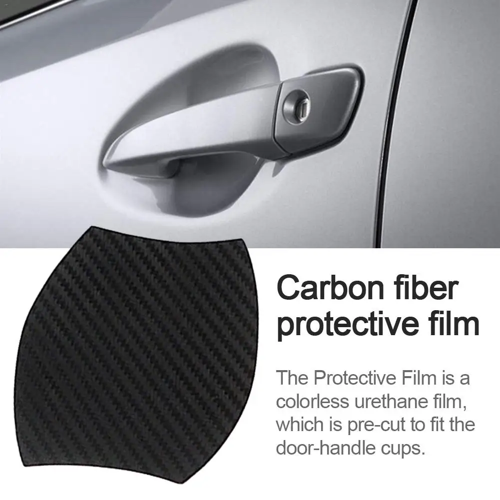 4/8pcs Universal 3D Carbon Fiber Car Door Handle Paint Scratch Protector Sticker Auto Door Handle Scratch Cover Guard Protective Film 4/8pcs Universal 3D Carbon Fiber Car Door Handle Paint Scratch Protector Sticker Auto Door Handle Scratch Cover Guard Protective Film