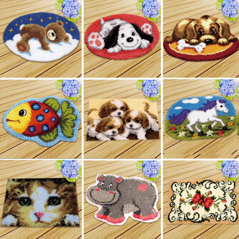 Knooppakket Knoopkussen Dieren Latch Hook Rug Kit DIY Kussen Embroidery Carpet Cushion Latch Hook Tapijt Foamiran For Needlework
