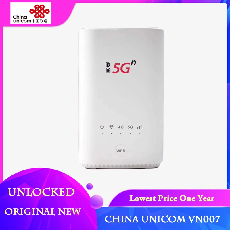 

New China Unicom VN007 With Sim Card 2.3Gbps Wireless CPE Pro Support 5G NSA/SA NR n1/n3/n8/n20/n21/n77/n78/n79 4G LTE Band1/3/8