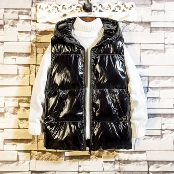 

2019 Winter Men's Wear Light Noodles Vest Loose Handsome Teenagers Student Even Hat Vest