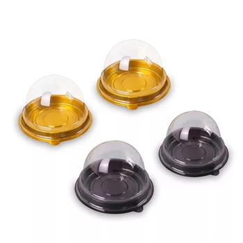 

50PCS Containers Egg-yolk Puff Cupcake Packaging Dessert Semicircle Disposable Dome Decorative Clear Wedding Practical Party
