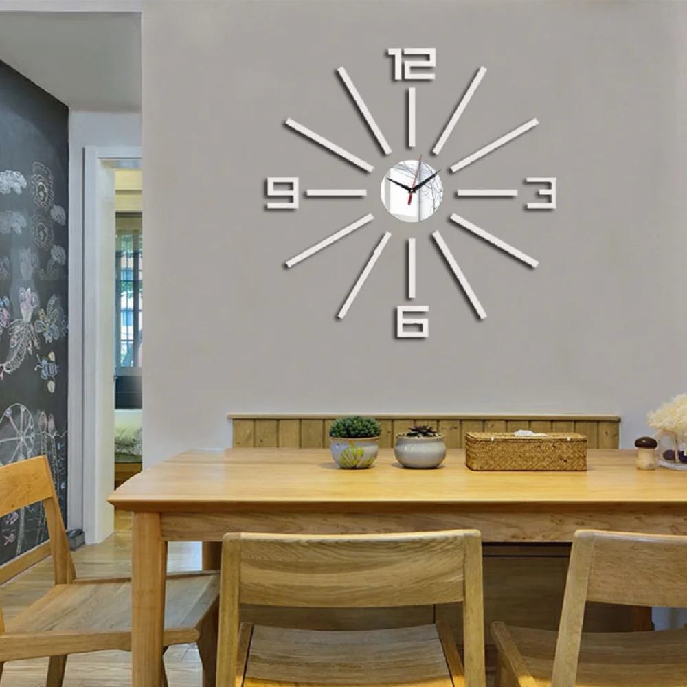 3D Wall Clock Acrylic Mirror Wall Stickers Modern DIY Wall Clocks Home Decor Living Room Quartz Needle reloj de pared 2020 NEW 33