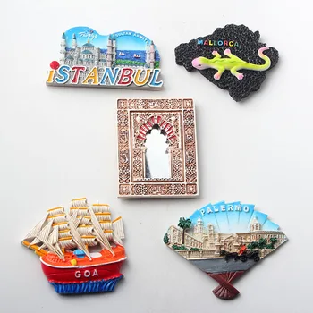 

Turkey Goa Mallorca Palermo Souvenir Fridge Magnets Resin Refrigerator Sticker Travel Souvenir Magnets for Fridges Tourist