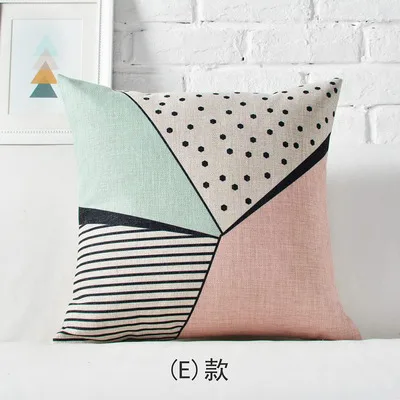 Чехол для подушек в скандинавском стиле, домашний декор, геометрические декоративные наволочки, розовые подушки, льняная подушка для дивана 45x45 см - Цвет: E 45x45cm
