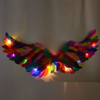 

Colors LED Glow Light Angel Feather Wing Fairy Wings Props Wedding Birthday Gift Hen Party Baby Shower home decor