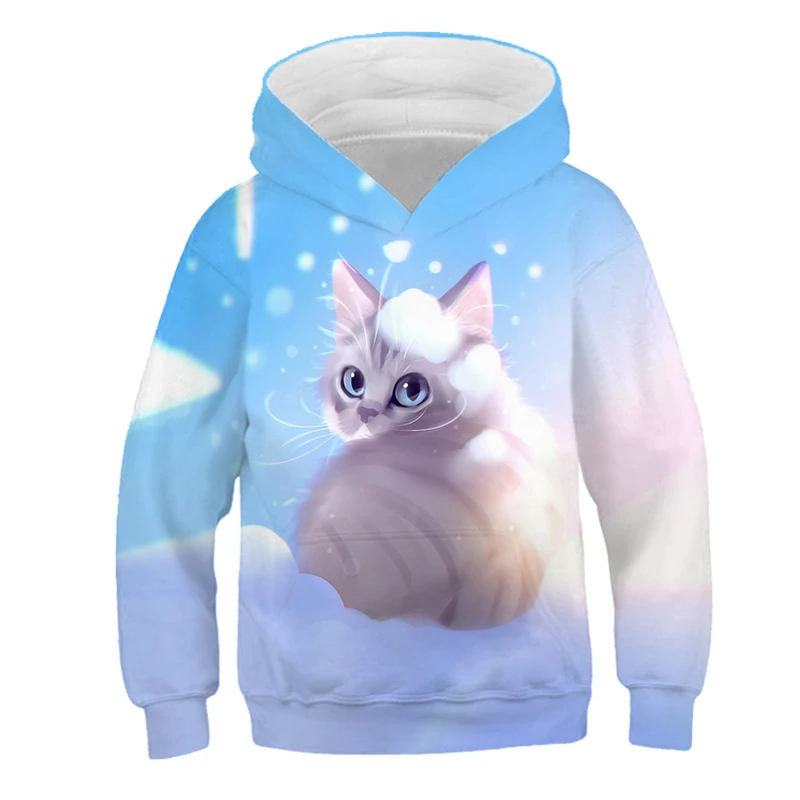 children's anime hoodie Children Cute Cat 3D Print Hoodies For Girls Cool Sweatshirts Hoodie Kids Fashion Pullovers Clothes Tops 4-14Years Baby Sweater new children's hoodies