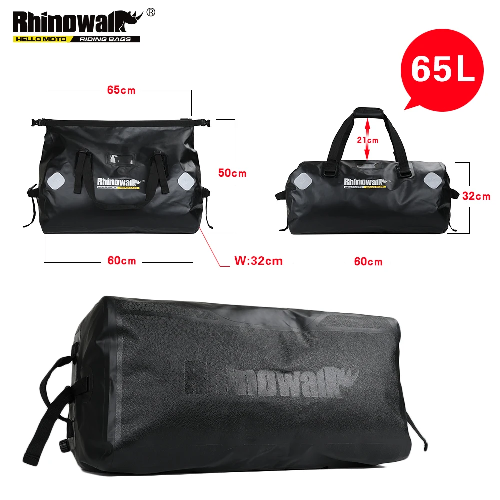 Водонепроницаемая сумка Rhinowalk для мотоцикла Прочная Большая емкость 65 л