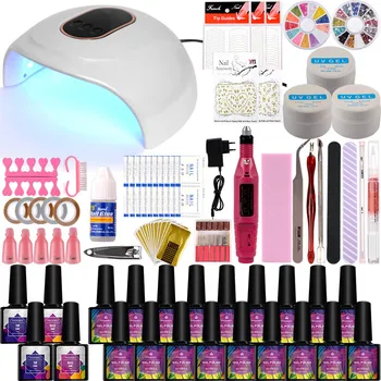 

Nail Gel Polish Set With 36W/54W/72W UV Lamp With Electric Drill Machine Gel Varnish UV Gel Nail Art Kit Nail Extension Tools