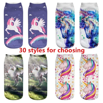 

2020 Colorful Unicorn Licorne Soft Cotton Socks Women Spring Summer Funny Socks Sweet 3D Prints Socks for Pregnant Maternity