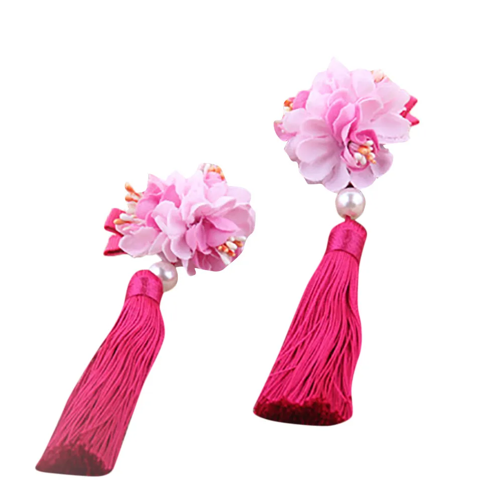  Chinses Retro Long Tassels Hairclip Girl tassel meatball hair clip lady little girl jewelry Girl Hair Decoration