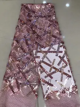 

Promotion! High Quality Sequins Nigerian Tulle Lace French Bead Net Lace African Lace Fabric For Party Dress.5Yards