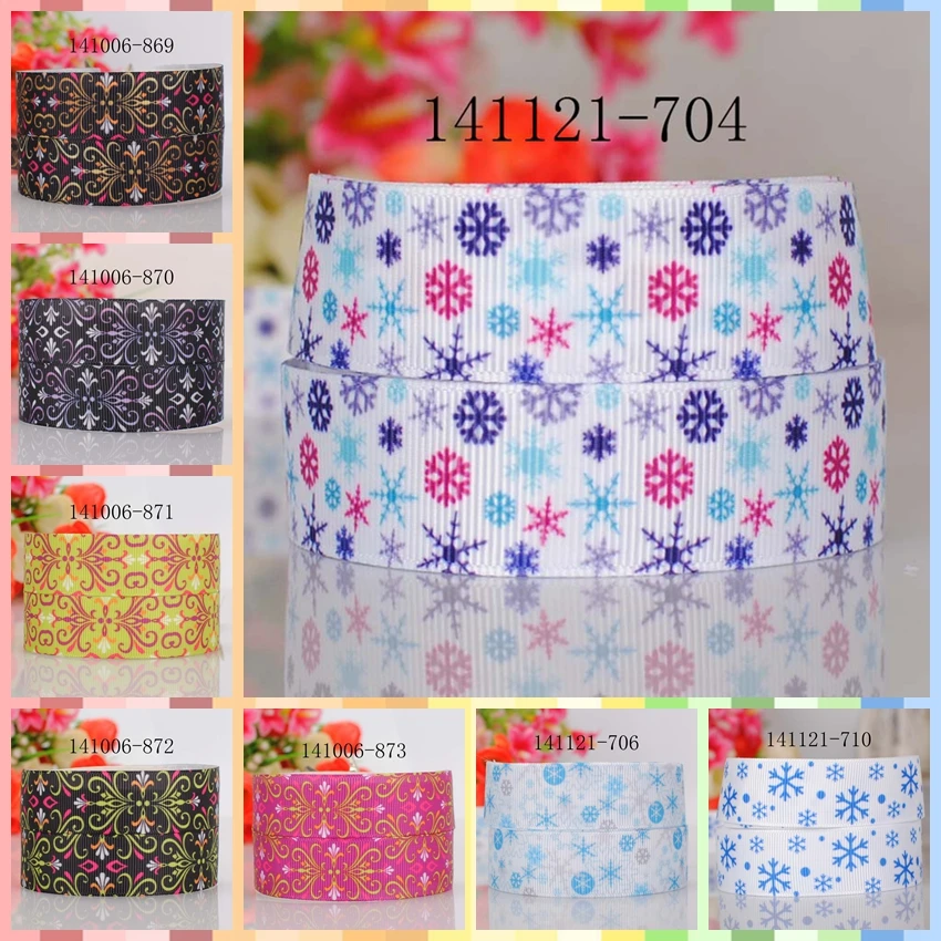 

10yards -different sizes -snowflake ribbon Christmas printed Grosgrain ribbon