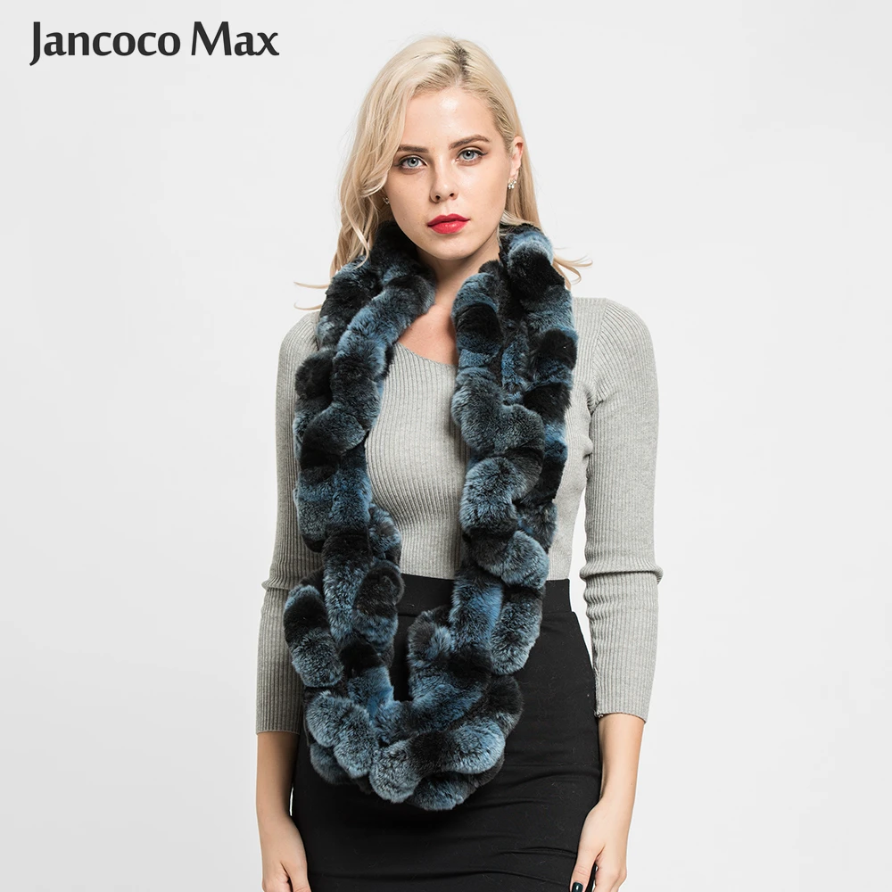 

Women's Fashion Real Rex Rabbit Natural Fur Mufflers Top Quality Winter Warm Scarf Shawls S7108