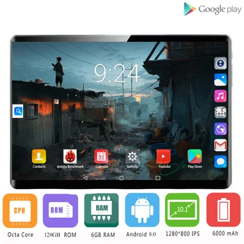 

Global Version 2.5D Tempered Glass 4G LTE 10 inch Tablet PC Octa Core 6GB RAM 128GB ROM IPS Android 8.0 OS A-GPS Tablet 10 10.1