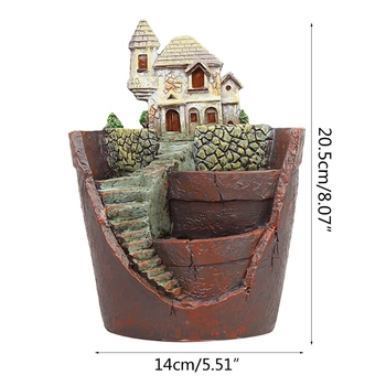 

Mini House Figurines Resin Flower Pot For Herb Cacti Succulent Plants Planter Home Garden Micro Landscape Decor Crafts