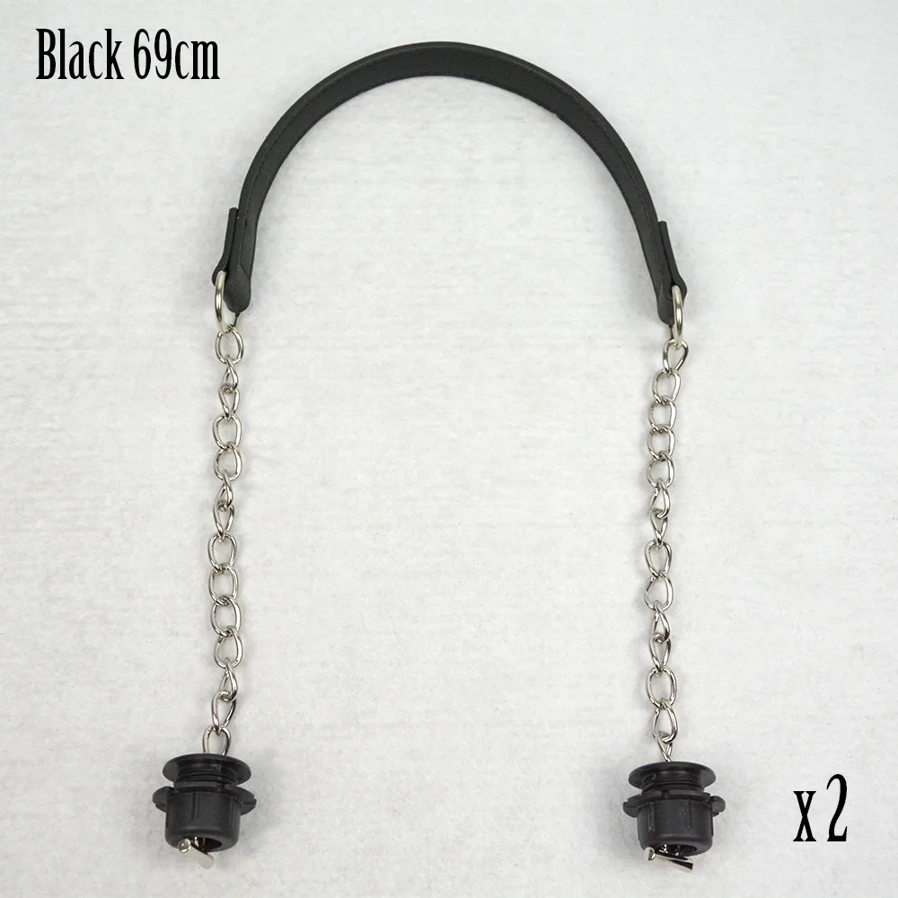 black Новинка Tanqu 1 пара серебряных коротких толстых одной цепи с металлической пряжкой черные винты для Obag O сумка ручки для женщин сумка сумки - Цвет: black