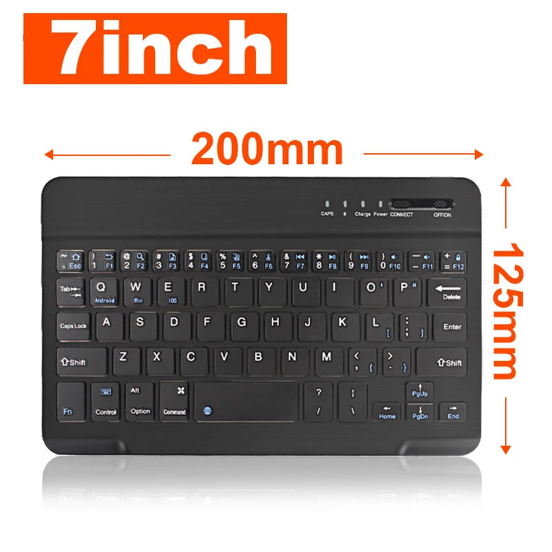 7 Inch Black Беспроводной клавиатура Мини блютус клавиатура для iPad ТВ планшет телефон клавиатура Перезаряжаемые Поддержка IOS Andriod - Цвет: 7 Inch Black