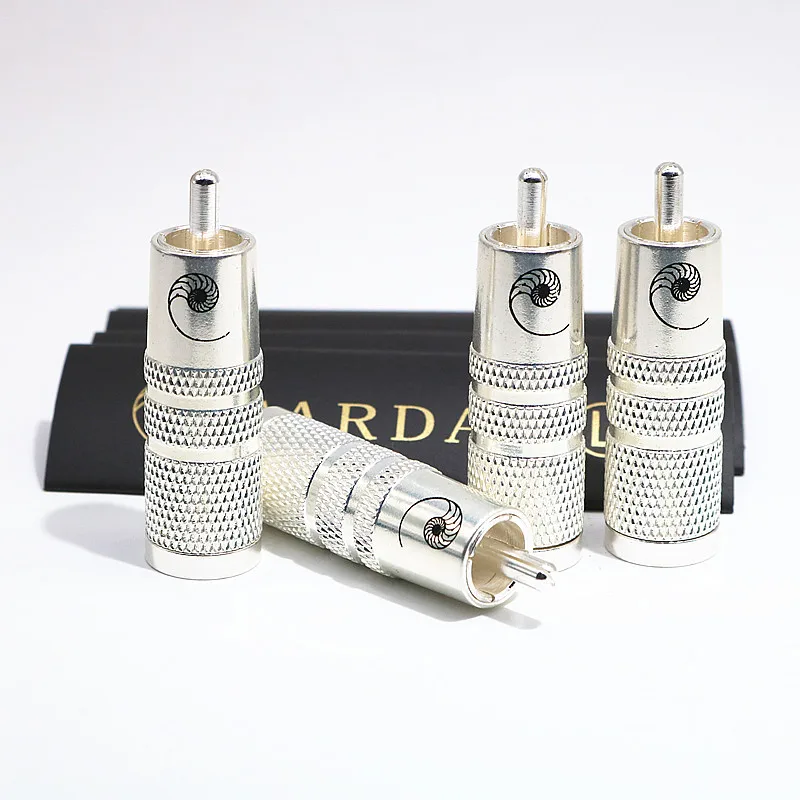 4 шт. RCA + термоусадочные трубки XSSH audio YIVO латунное медное покрытие серебристый