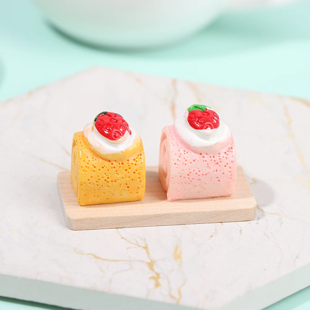 2pcs Miniature Artificial Strawberry Cake Doll House Miniature Food 1/12  JH 