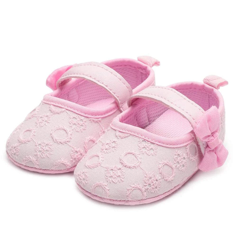 New Baby Shoes Newborn Baby Girls Soft Shoes Soft Soled Non-slip Bowknot Footwear Crown Shoes First Walkers Newborn