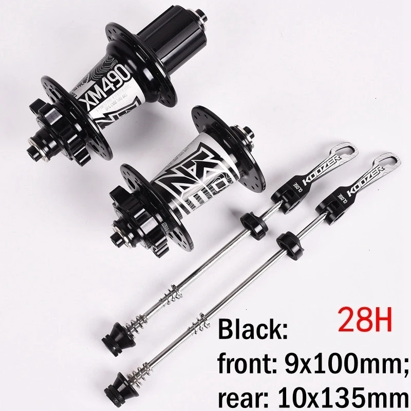 New koozer cubes 4 bearing mtb mountain bike hub rear 10*135mm qr100*15 12*142mm up to 28/32/36 brake cube holes xm490 - Цвет: 28H 9x100 10x135MM