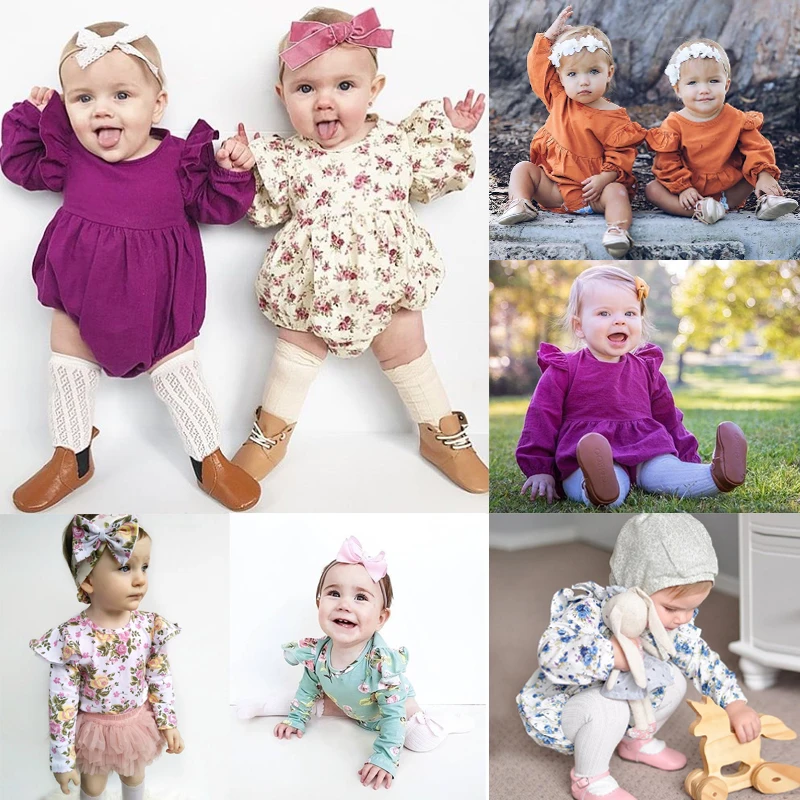 6 стилей; Одежда для новорожденных; детская одежда для девочки; цельный комбинезон с длинными рукавами и цветочным принтом; комбинезон