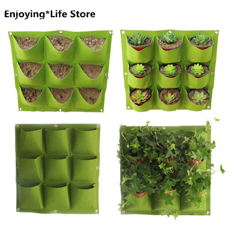 Wall Hanging Planting Bags 4/12/18/36/64Pockets Green Grow Bag Planter
