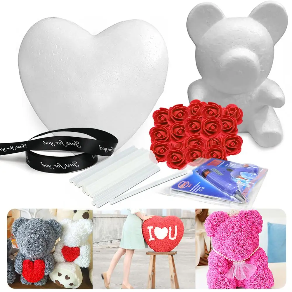 

1Set Modelling Polystyrene Styrofoam Foam Bear Heart Craft For DIY Christmas Birthday Wedding Party Decoration Supply Gifts DIY