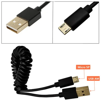 

Gold plated Spiral Coiled USB Micro 5Pin 5P Male to USB 2.0 A male plug Cable