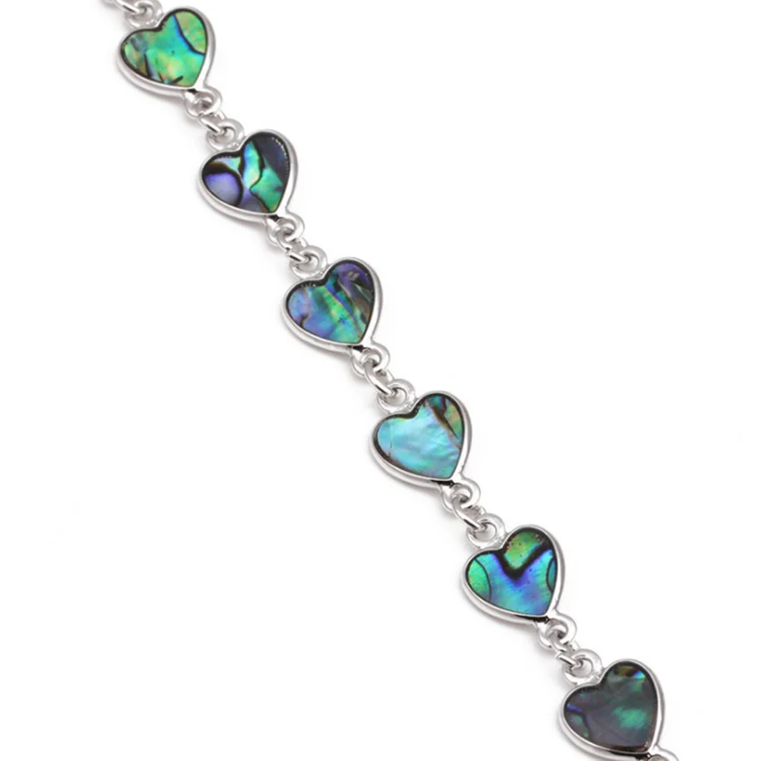 FYJS Unique Jewelry Silver Plated Abalone Shell Romantic Love Heart Bracelet Butterfly for Valentine's Day Gift