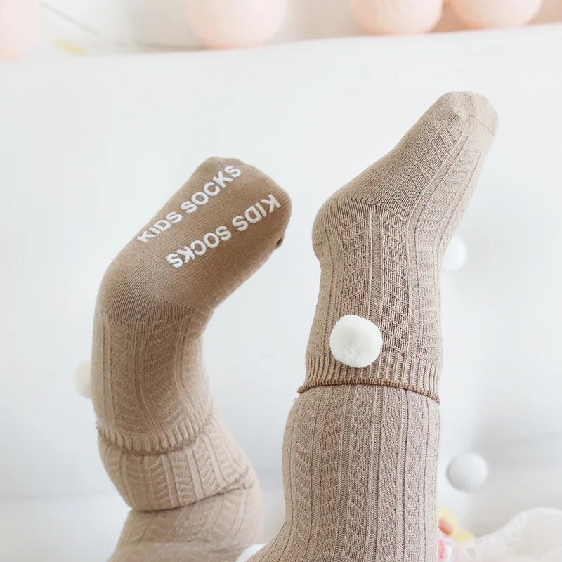 New 0-1Y Infant Baby Socks Newborn Baby Cotton Socks Cute Pompom Warm Non-slip Socks Baby Accessories Home Slippers Baby