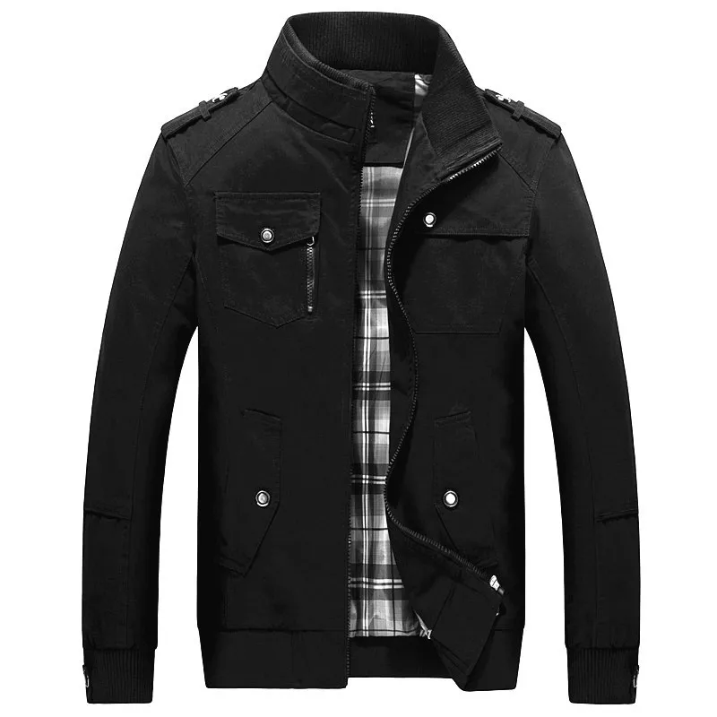 

Spring And Autumn Thin Men Stand Collar Solid Color Pure Cotton Slim Fit Coat Large Size Casual Versatile Jacket Men's