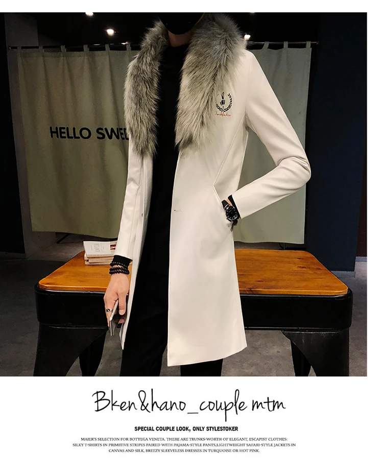 Mens Long Leather Trench Coats Black Long Coat Mens Burgundy Erkek Palto Fur Collar Luxury Gold Long Men