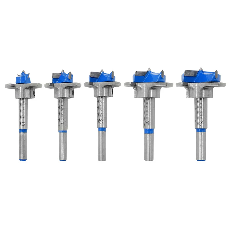 5Pcs Woodworking Drill Bit Hole Opener Self-Centering Hole Sawing Machine Adjustable Hinge Hinge Reamer Tool Set(15Mm, 20Mm, 25