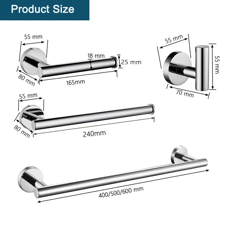 Polished Chrome Stainless Steel Toilet Paper Holder Wall Hook Towel Holder Rack Wall Mounted Kitchen Bathroom WC Accessories,towel rack,towel holder,bathroom hardware set