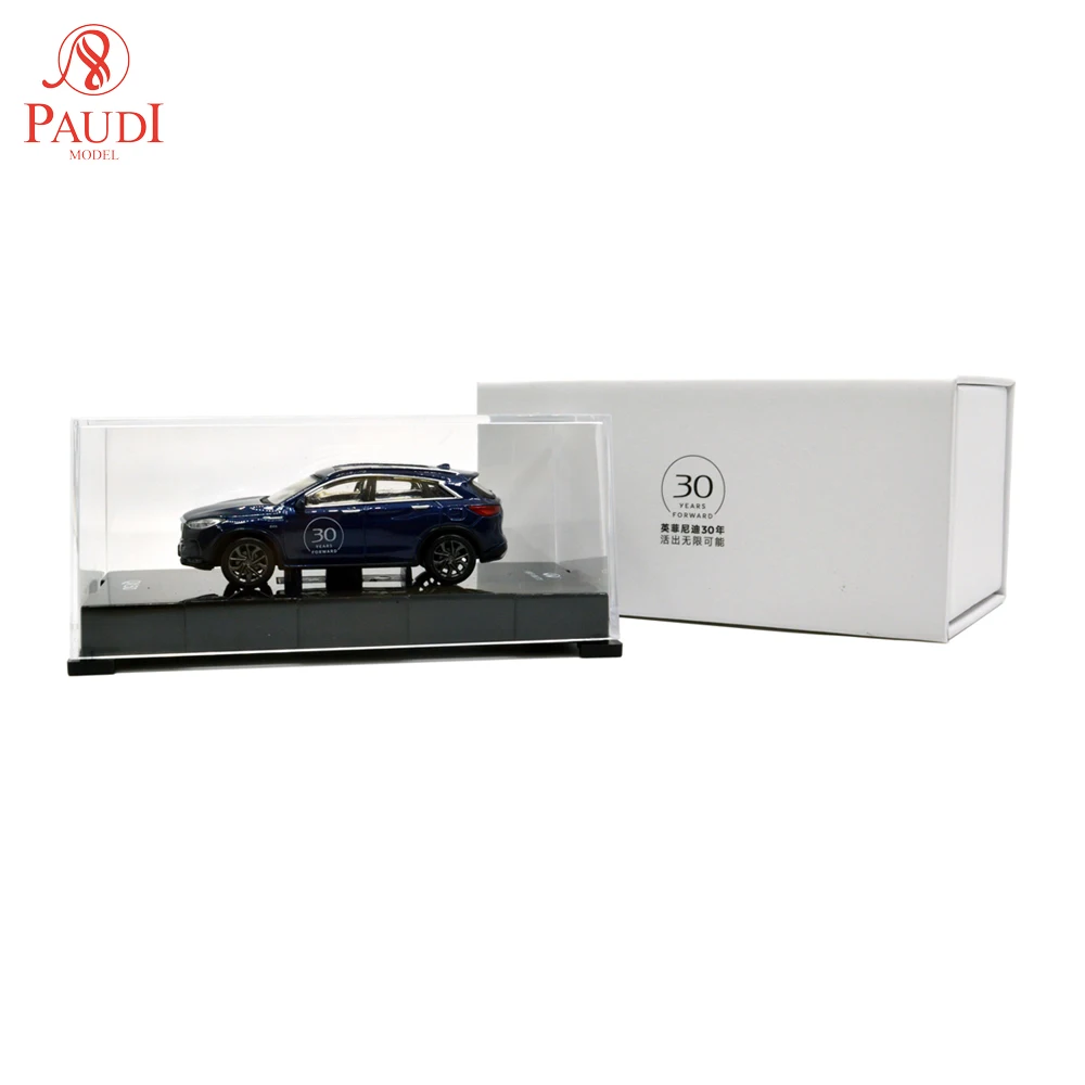 

Paudi Model 1/64 1:64 Scale Infiniti QX50 2018 Blue 30 years forward Diecast Toy Car Original Authorized Authentic Kids Toys