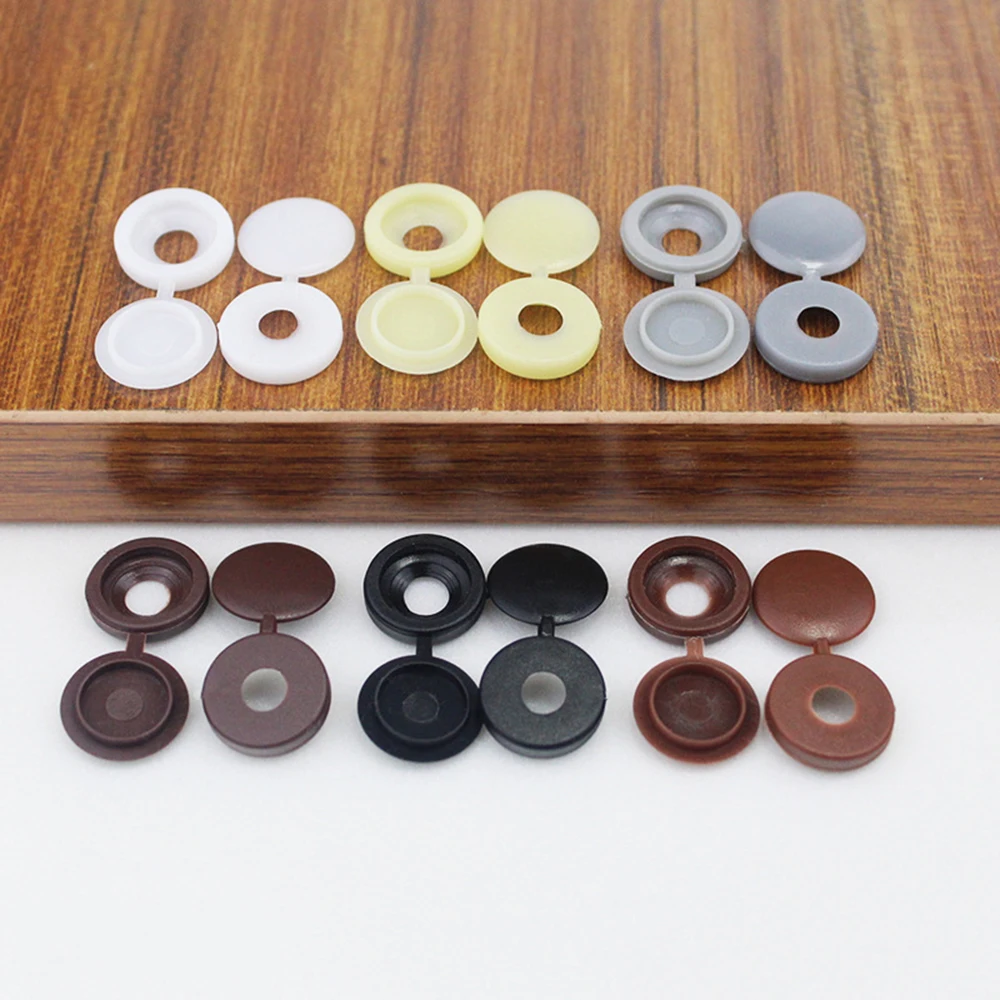 50Pcs Screw Caps Plastic Hinged Screw Cover Fold Cap Button Furniture Decorative Cover 8 Colors plastic screw cap,plastic screw cover