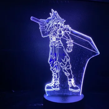 

3D Led Night Light Gmae Final Fantasy Light Cloud Strife Figure LED Decorative Nightlight Kids Children Boys Cool 3D Gift Light