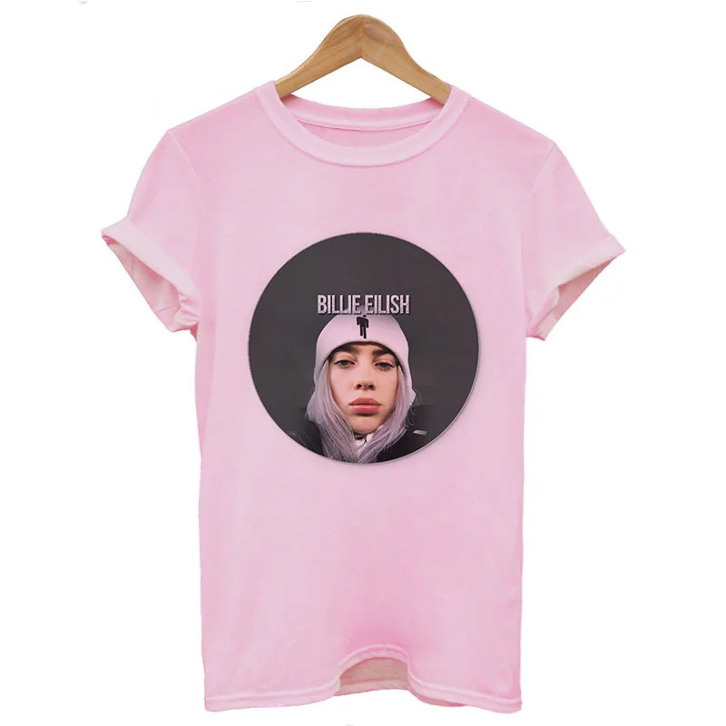 3821-Pink Уличная футболка в стиле хип-хоп Billie Eilish, женская футболка в стиле Харадзюку, повседневная мужская футболка с круглым вырезом и короткими рукавами, крутая графическая футболка в стиле хипстер - Цвет: 3821-Pink