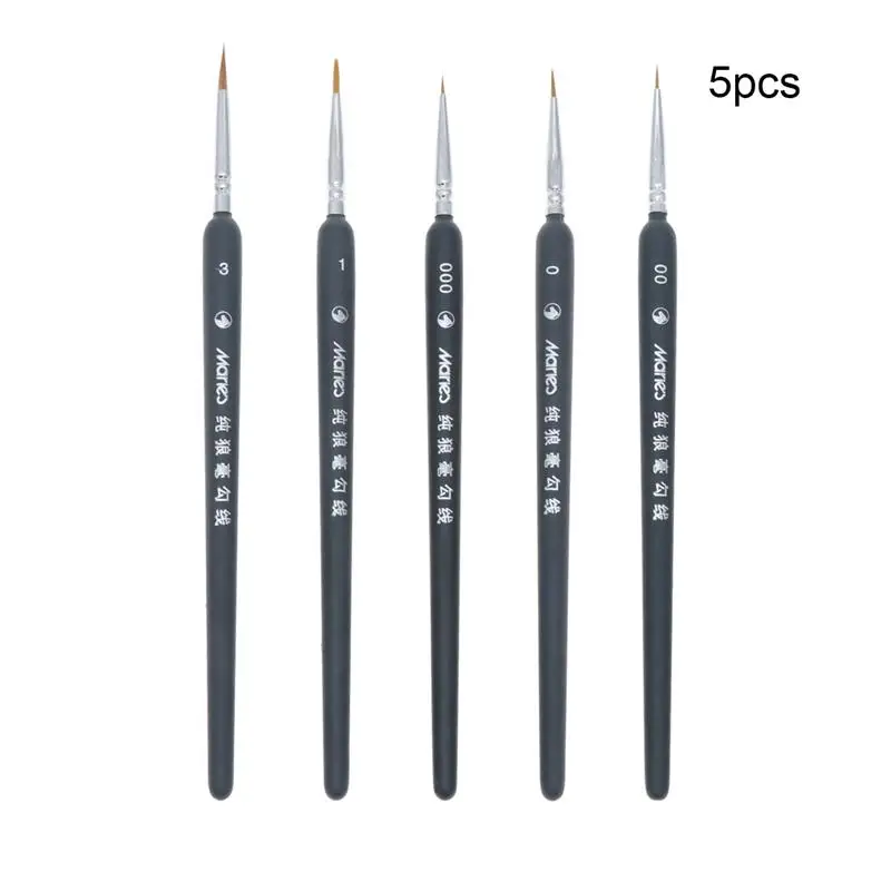 5pcs 000 00 0 1 3 5 шт набор миниатюрных кистей для рисования, профессиональная нейлоновая кисть, акриловая краска, тонкие ручки, товары для рукоделия, ручная краска ed A3 - Цвет: 5pcs 000 00 0 1 3