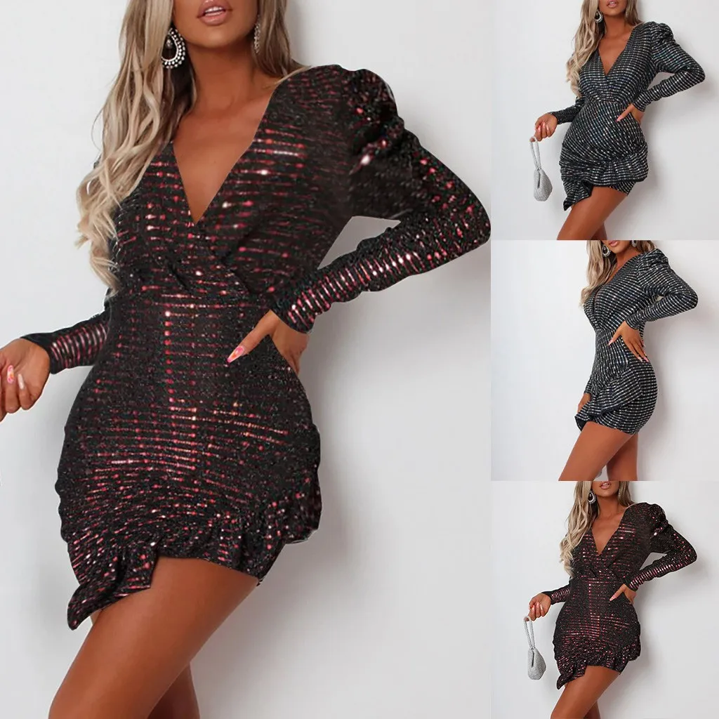 Женское сексуальное платье с блестками Осеннее бохо для женщин s на каждый день