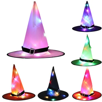 

6pcs Halloween Themed Hat LED Glowing Halloween Cloth Cap Home Office Party Holiday Ornament