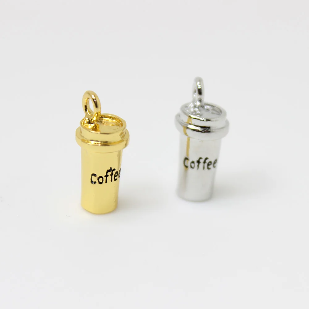 

Yamily 8pcs/ 13*7mm Coffee Cup Charm antique silver gold tone 3dCoffee Pendant For Jewelry Making DIY Handmade free
