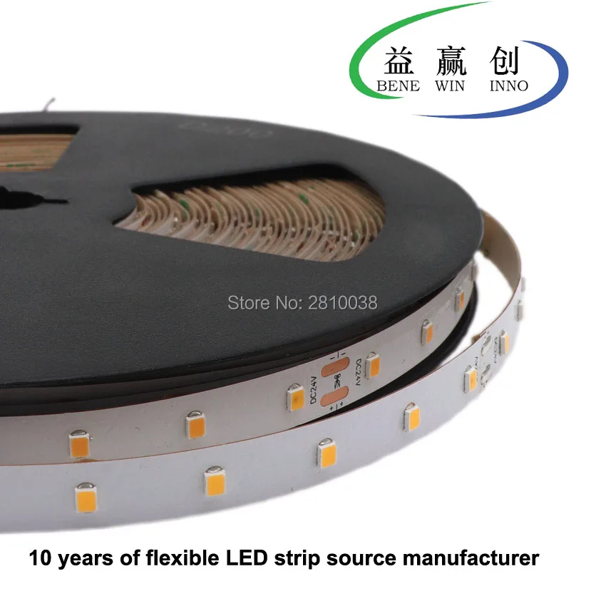 

100M/Lot Built-in Constant current IC led flexible strip SMD2835 DC24V CRI 95 CC flexible led strip light 10mm wide PCB 60leds/M