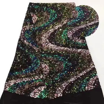 

Magic Color Nigerian Sequins Velvet Lace Fabrics 2020 Prom Sequined Embroidered Guinea Sequined Velvet Swiss Voile Lace Sewing