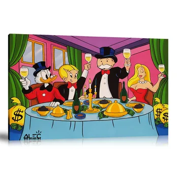 

HD Print Alec Monopoly Oil Painting Home Decor Wall Art on Canvas Monopoly Gang Dinner Canvas Printings Canvas Painting