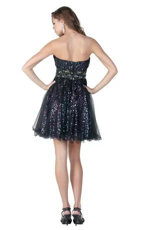 free shipping dinner new style formal gown prom plus size ball gowns short black strapless beaded Mother of the Bride Dress