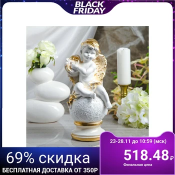 

Figurine "Angel with a harp on a ball" white, 34 cm