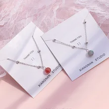 Японский и корейский стиль Xian Qi художественный и художественный свежий рекрут персиковый цвет Клубника Кристалл Лунный Камень Кристалл ножной браслет Wom