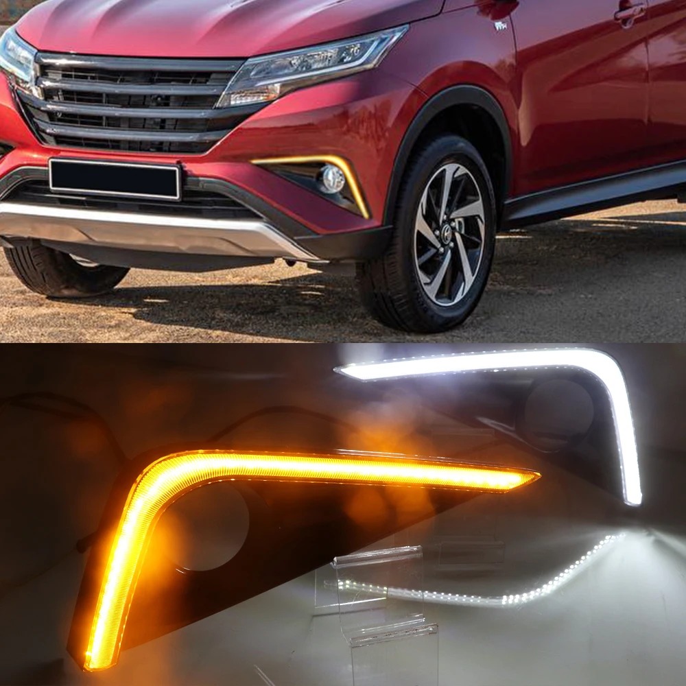 Автомобильная проблесковая 2 шт. Светодиодный дневной светильник для Toyota Раш автомобильные аксессуары Водонепроницаемый 12 В DRL Противотуманные фары украшения